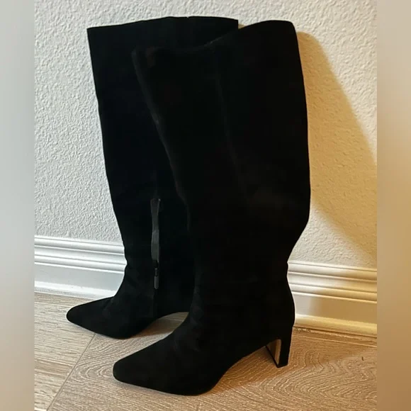 Sam Edelman sylvia wide calf black suede knee high boots - Picture 6 of 9
